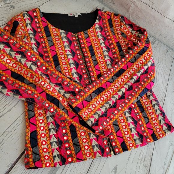 Mira Embroidered Embellished Multi Colored Jacket - Picture 3 of 6